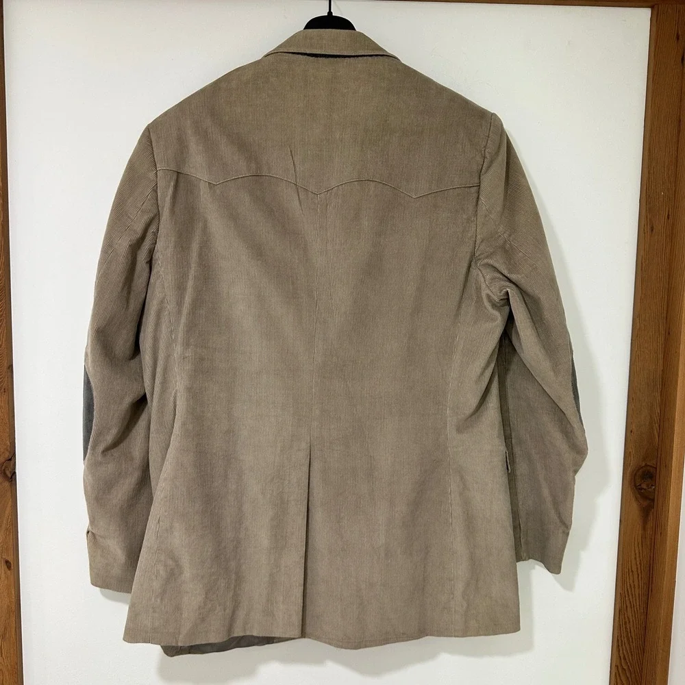 Brad Whitney Mens Corduroy Western Blazer Sport Coat 48XL Tan Elbow Patches